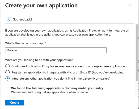 Microsoft create application