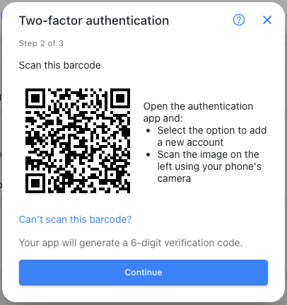 Authenticator QR code