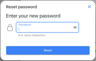 Reset password dialog