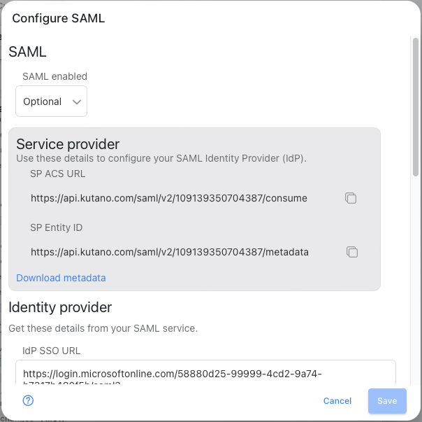 Configure SAML