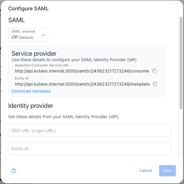 Configure SAML