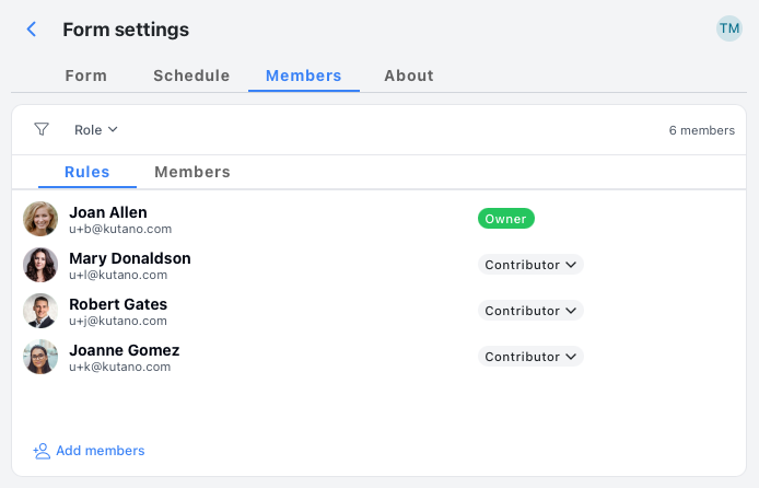 Members tab
