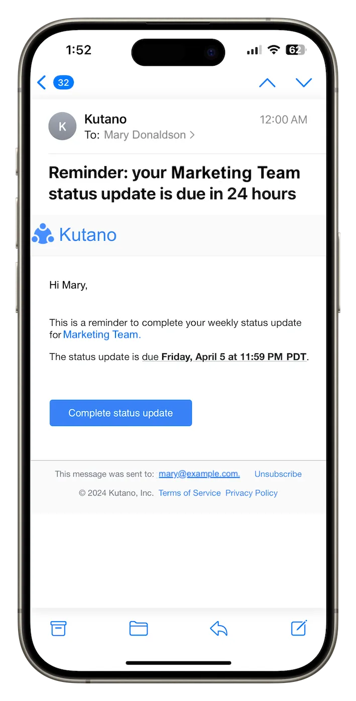 Reminder email