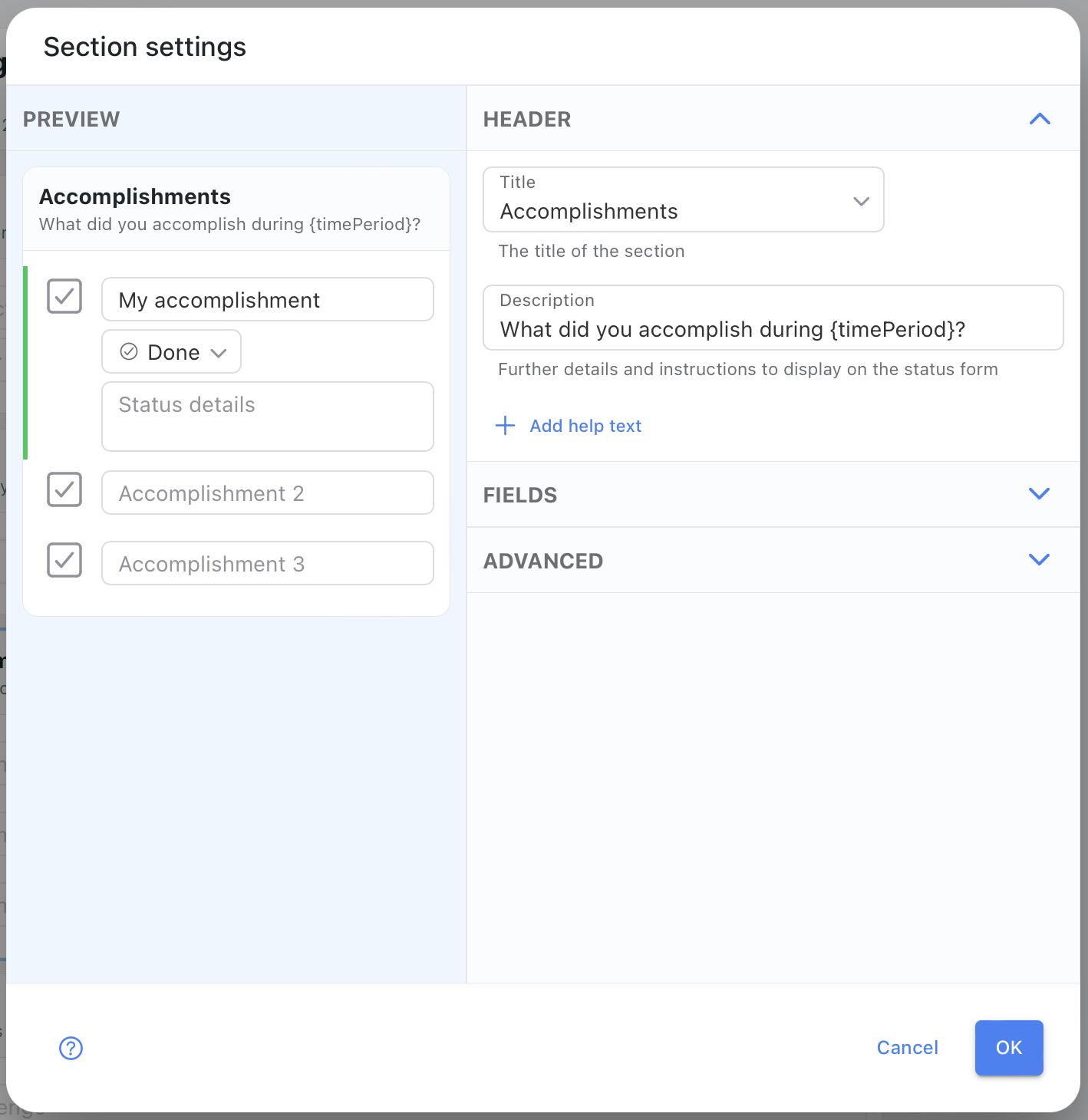 Accomplishments Settings - General