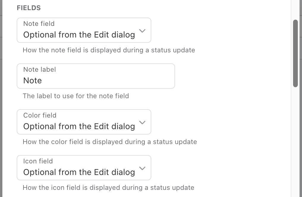 Checkbox Settings settings