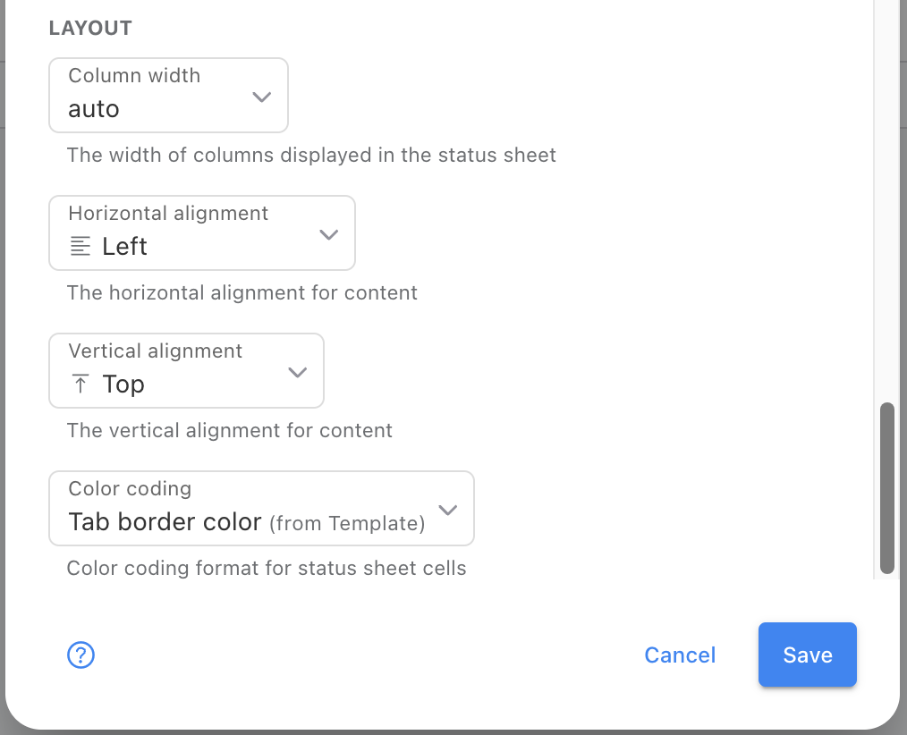 Checkbox Settings settings