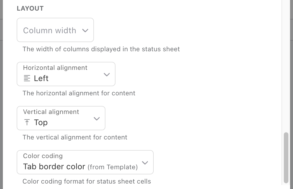 Metrics Settings settings