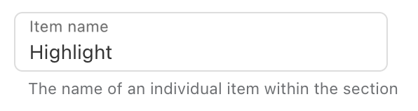 Item Name settings