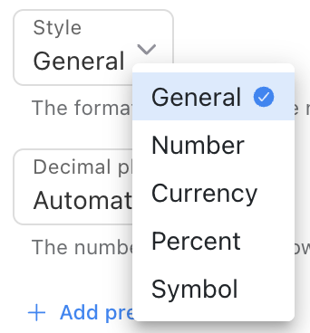Number Style field