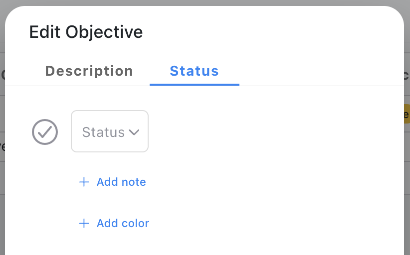 Objective Status Field - Display on Edit dialog