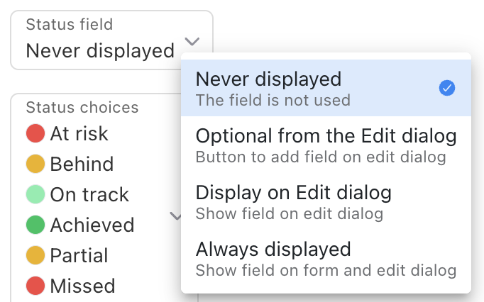 Objective Status Field field