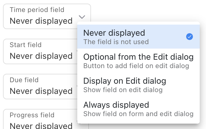 Objective Time Period Field field