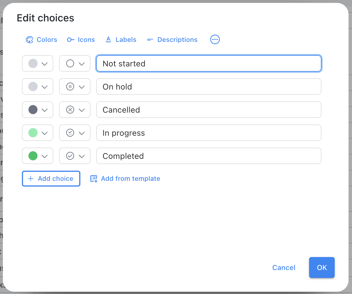 Text Choices field