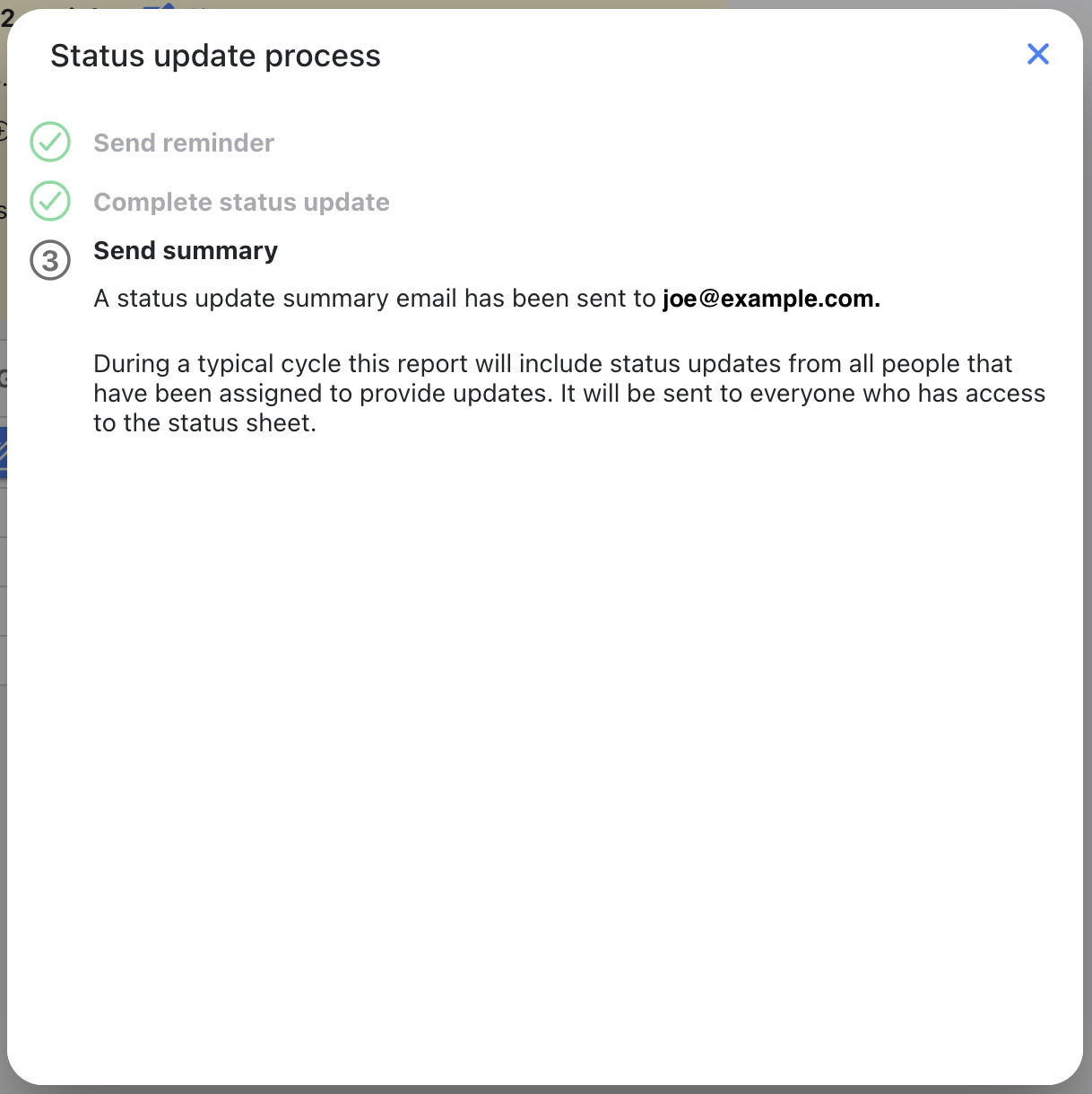 Dry run process dialog