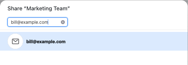 Share dialog email