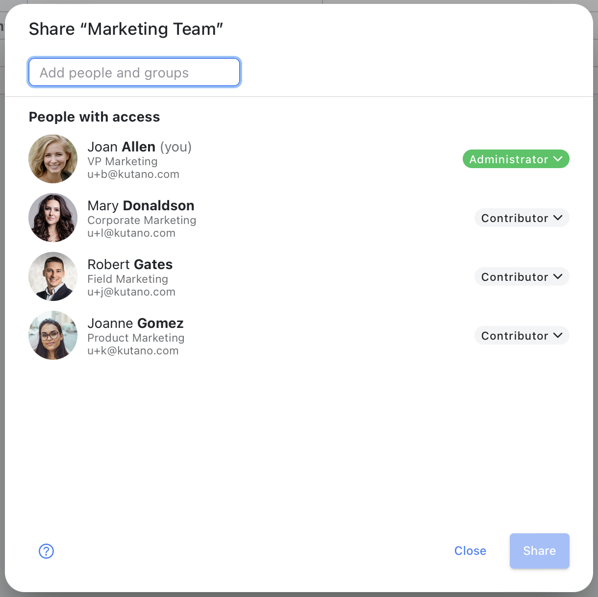 Share dialog