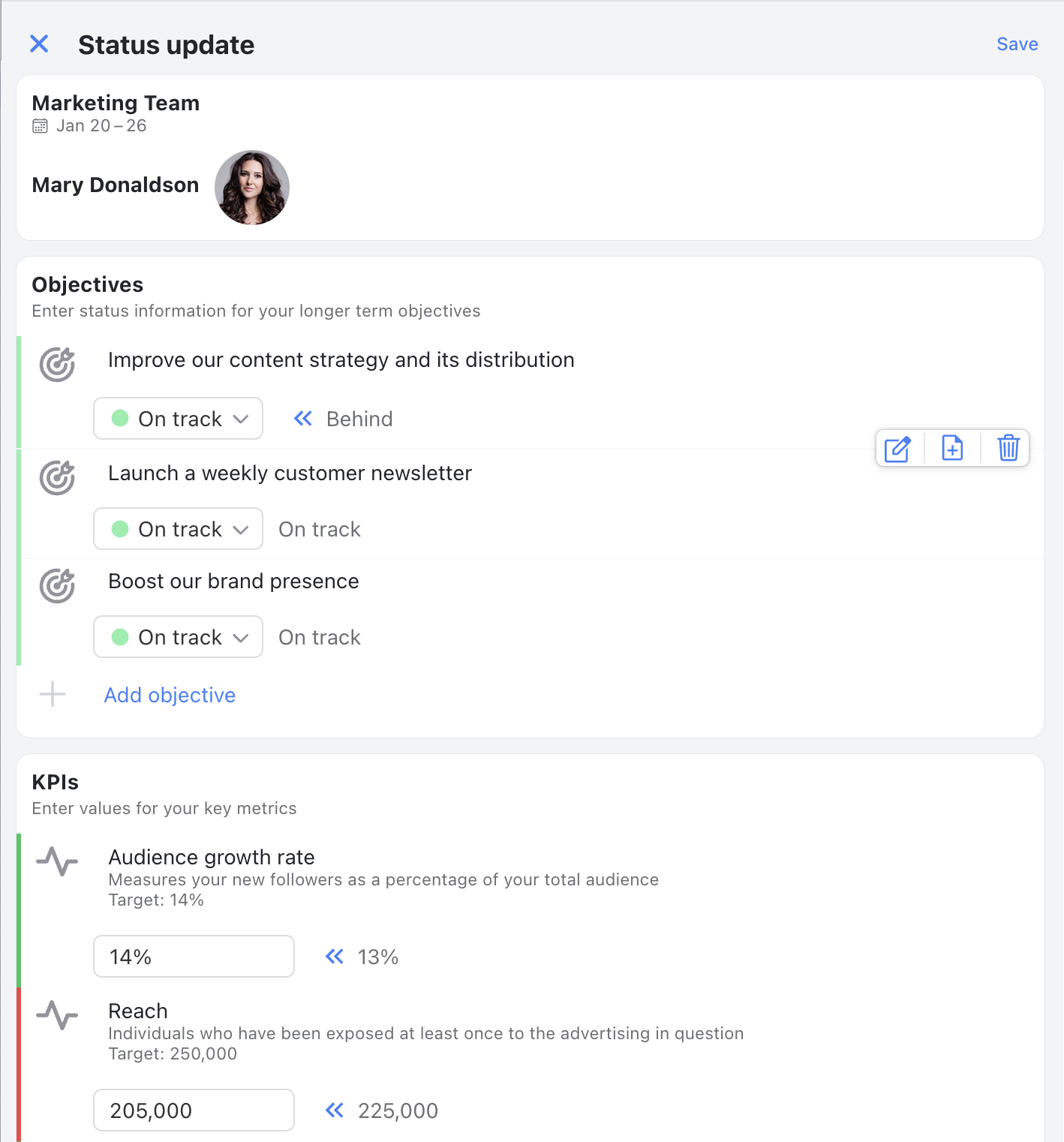 status sheet form