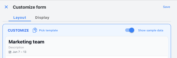Form customize page