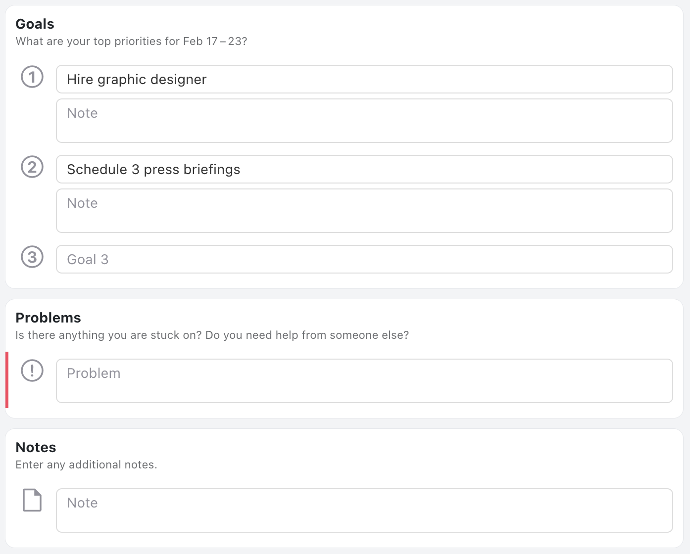 Startup Template - Status update