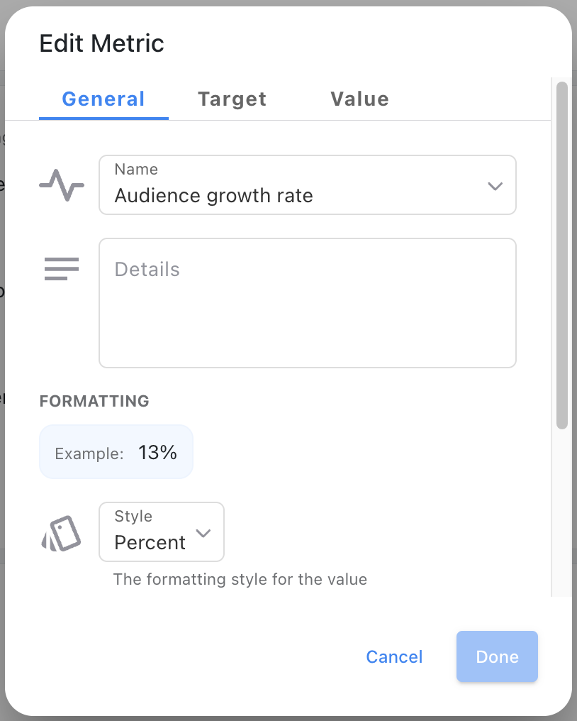 Metrics Section - Setup