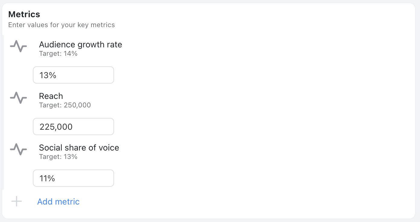 Metrics Section - Status update
