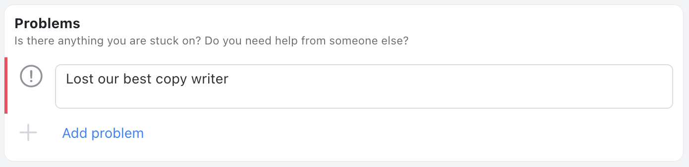 Problems Section - Status update