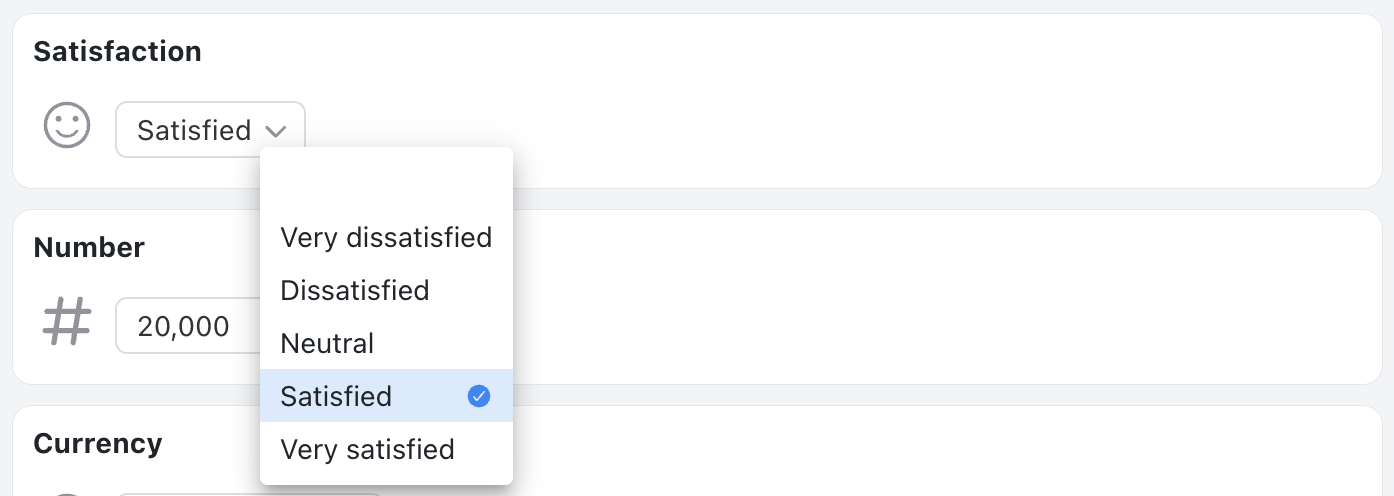 Satisfaction Section - Status update