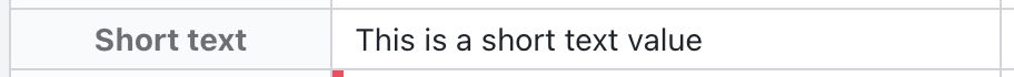 Short Text Section - Status sheet