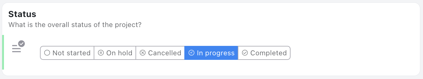 Status Section - Status update