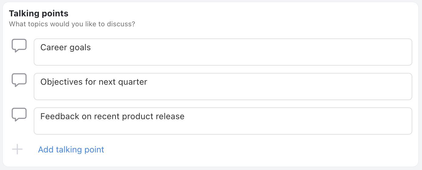 Talking Points Section - Status update