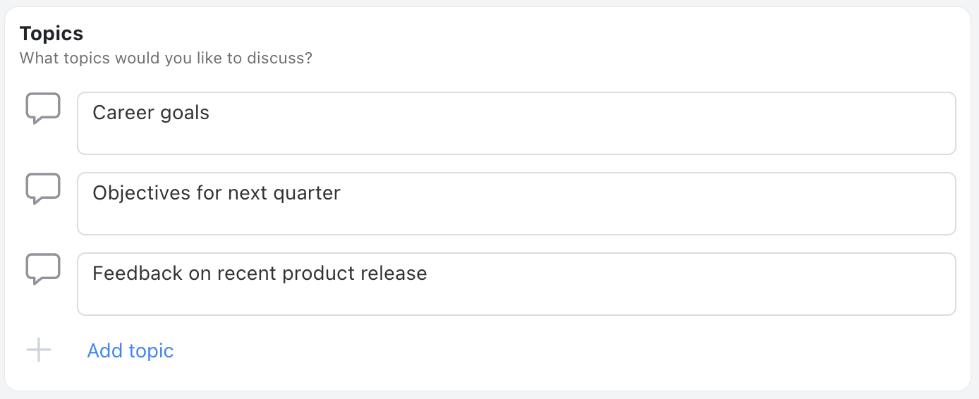 Topics Section - Status update