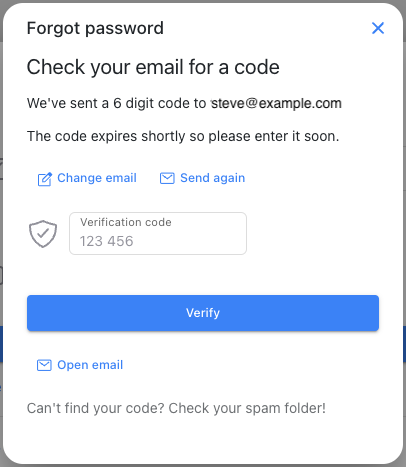 Verify address dialog