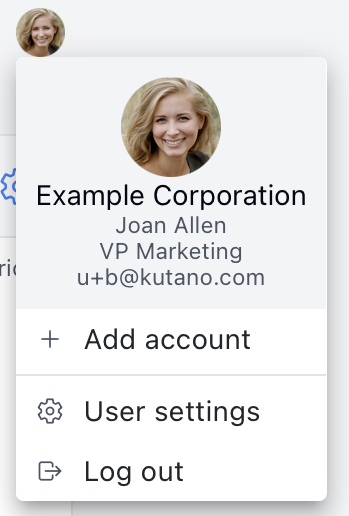 User menu