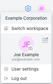 User menu