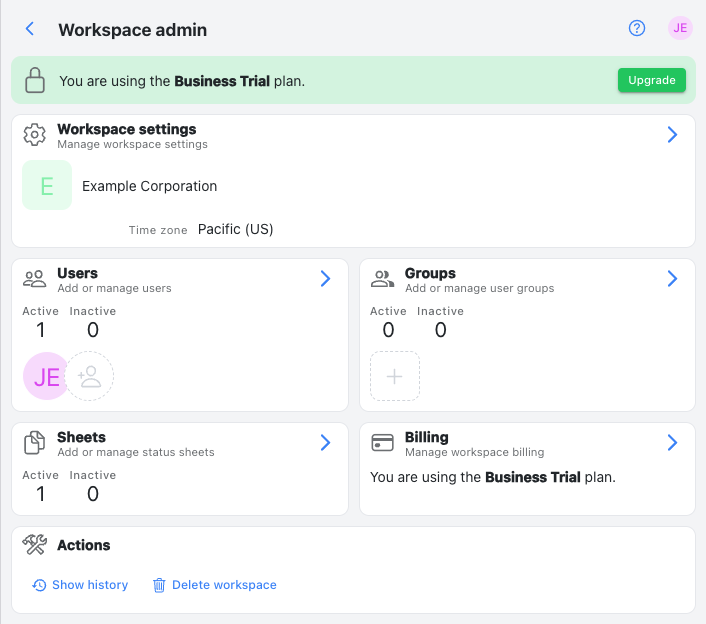 Administration page