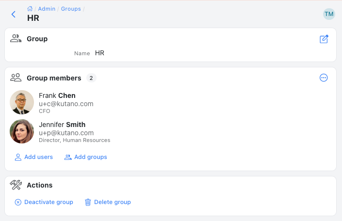 Group detail dialog