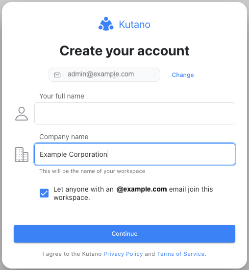 Profile creation screen