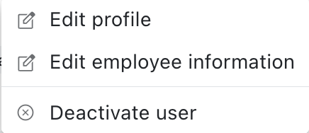 User action menu
