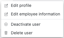 Menu showing user management options