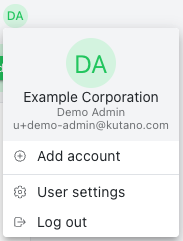 User menu showing the Add account option